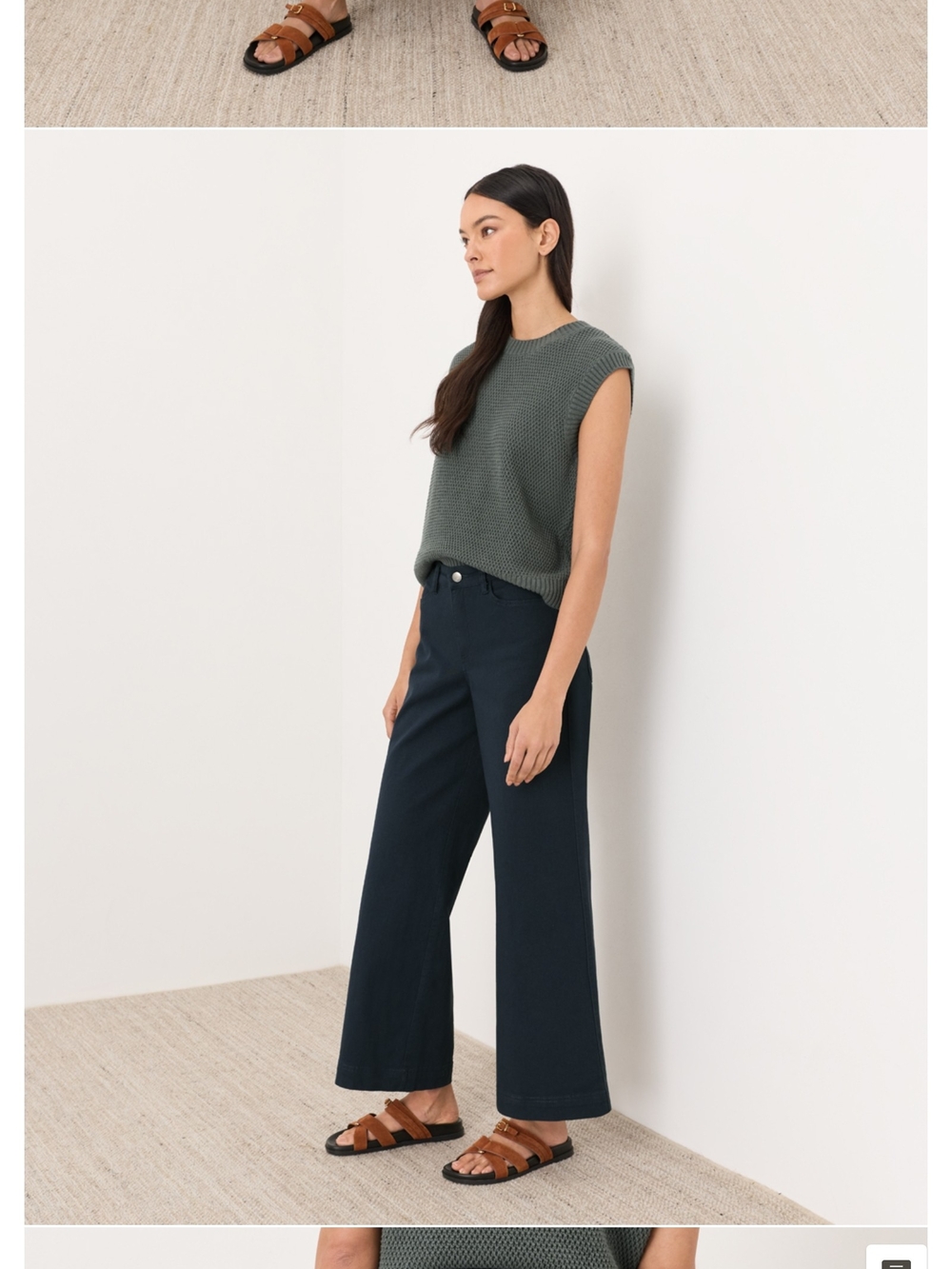 Organic Stretch Twill Wide-Leg Pant in Navy - Picture 2 of 7